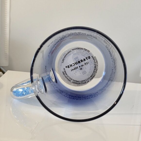 Starbucks Midnight Bunny Glass Mug Moon Stars Water Cup Gradient Blue Clear - Picture 3 of 4